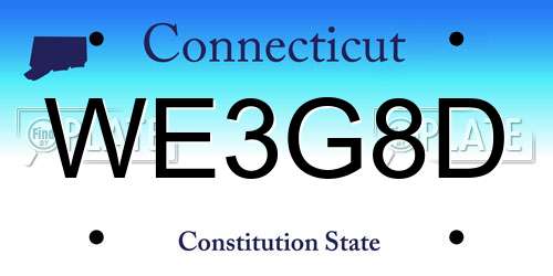 WE3G8D Connecticut License Plate
