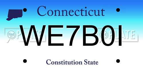 WE7B0I Connecticut License Plate