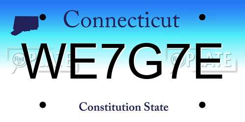 WE7G7E Connecticut License Plate