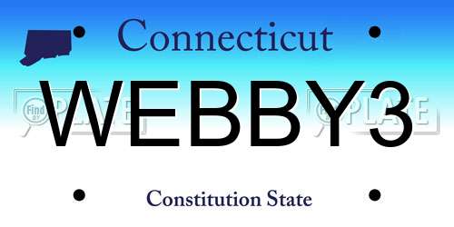 WEBBY3 Connecticut License Plate