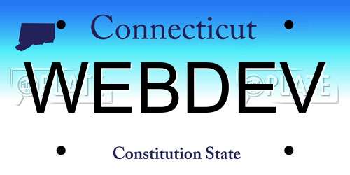 WEBDEV Connecticut License Plate