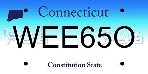 WEE65O Connecticut License Plate