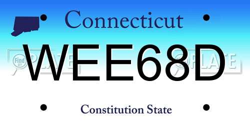 WEE68D Connecticut License Plate
