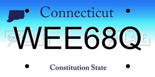 WEE68Q Connecticut License Plate