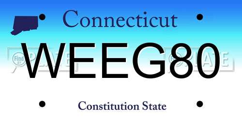WEEG80 Connecticut License Plate