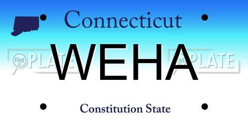 WEHA Connecticut License Plate