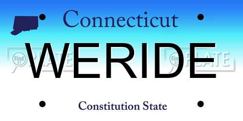 WERIDE Connecticut License Plate