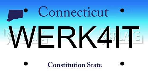WERK4IT Connecticut License Plate