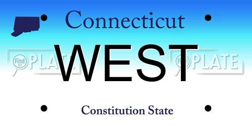 WEST Connecticut License Plate