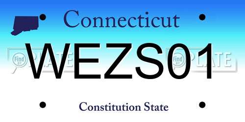 WEZS01 Connecticut License Plate