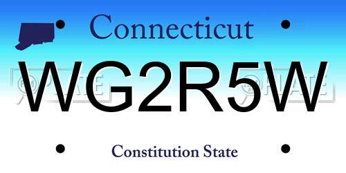 WG2R5W Connecticut License Plate