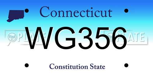 WG356 Connecticut License Plate