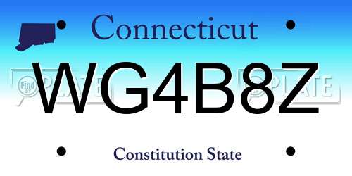 WG4B8Z Connecticut License Plate