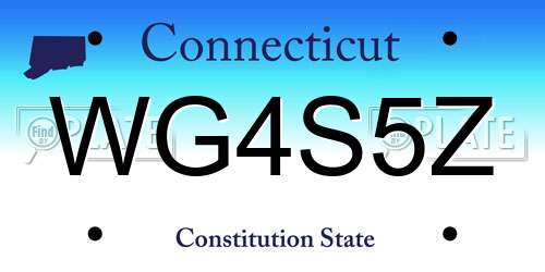 WG4S5Z Connecticut License Plate