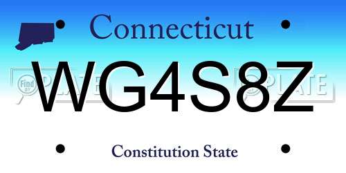 WG4S8Z Connecticut License Plate