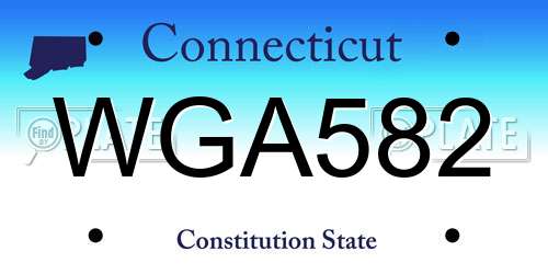 WGA582 Connecticut License Plate