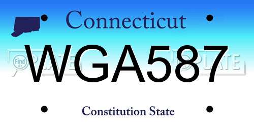 WGA587 Connecticut License Plate
