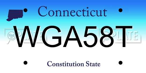 WGA58T Connecticut License Plate