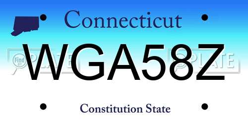 WGA58Z Connecticut License Plate