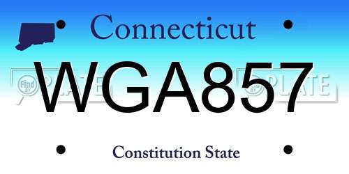 WGA857 Connecticut License Plate