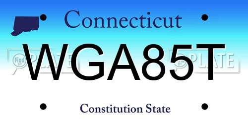 WGA85T Connecticut License Plate