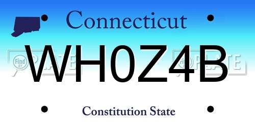 WH0Z4B Connecticut License Plate
