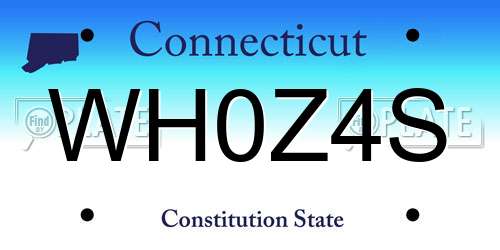 WH0Z4S Connecticut License Plate