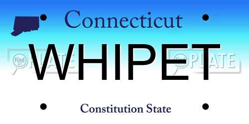 WHIPET Connecticut License Plate