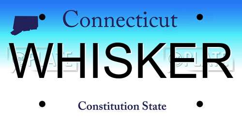 WHISKER Connecticut License Plate