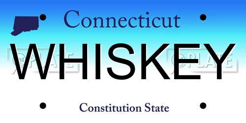 WHISKEY Connecticut License Plate