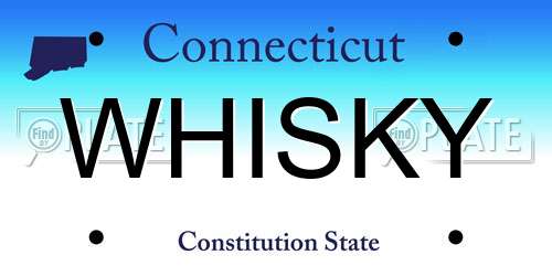 WHISKY Connecticut License Plate