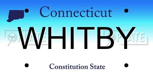 WHITBY Connecticut License Plate