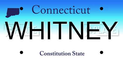 WHITNEY Connecticut License Plate