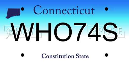WHO74S Connecticut License Plate