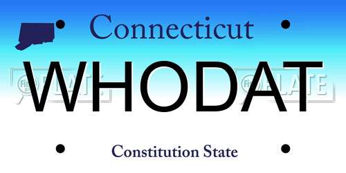 WHODAT Connecticut License Plate