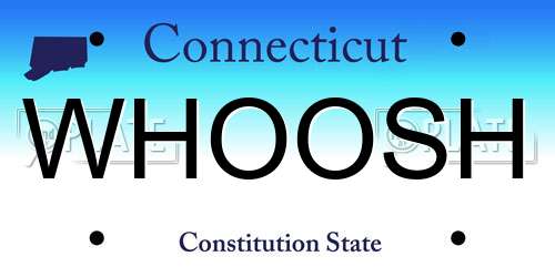 WHOOSH Connecticut License Plate