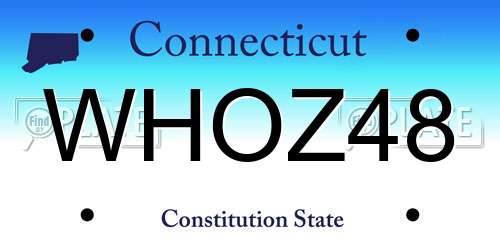 WHOZ48 Connecticut License Plate
