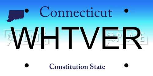 WHTVER Connecticut License Plate