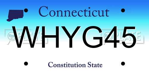 WHYG45 Connecticut License Plate