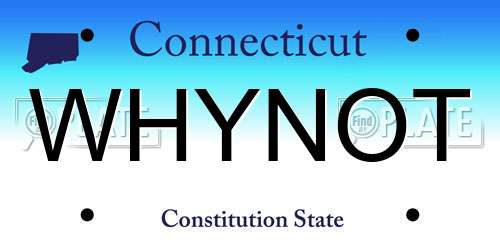 WHYNOT Connecticut License Plate