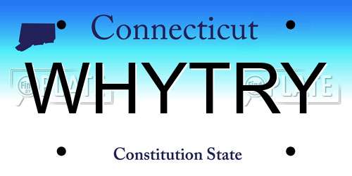 WHYTRY Connecticut License Plate