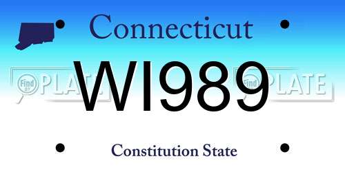 WI989 Connecticut License Plate