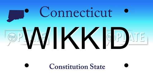 WIKKID Connecticut License Plate