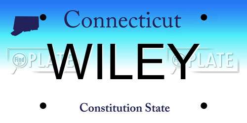 WILEY Connecticut License Plate