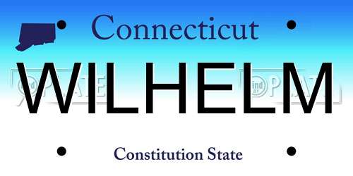 WILHELM Connecticut License Plate