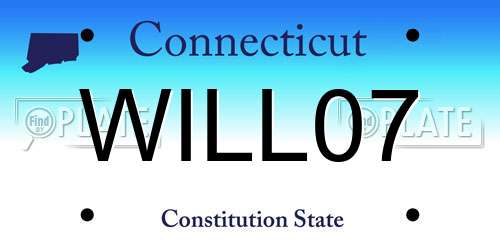 WILL07 Connecticut License Plate