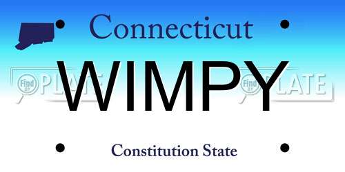 WIMPY Connecticut License Plate