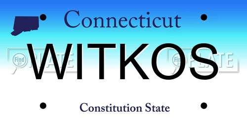 WITKOS Connecticut License Plate