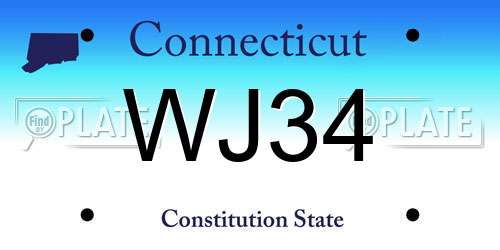 WJ34 Connecticut License Plate