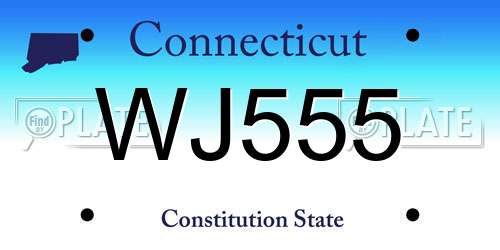 WJ555 Connecticut License Plate